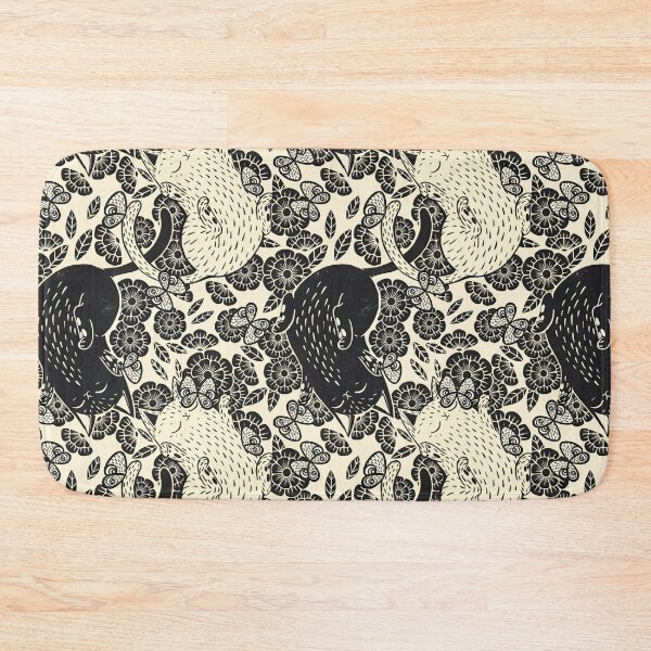 Item preview, Abstract Cats Floral Black White designed and sold by MobertsonArt.
