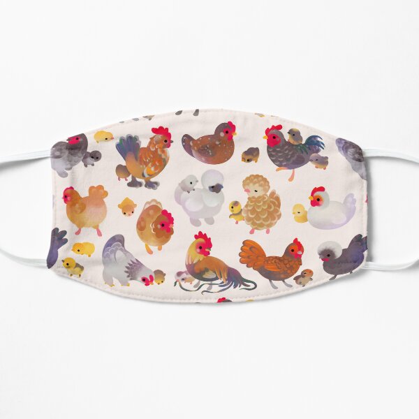 Chicken and Chick - pastel Flat Mask