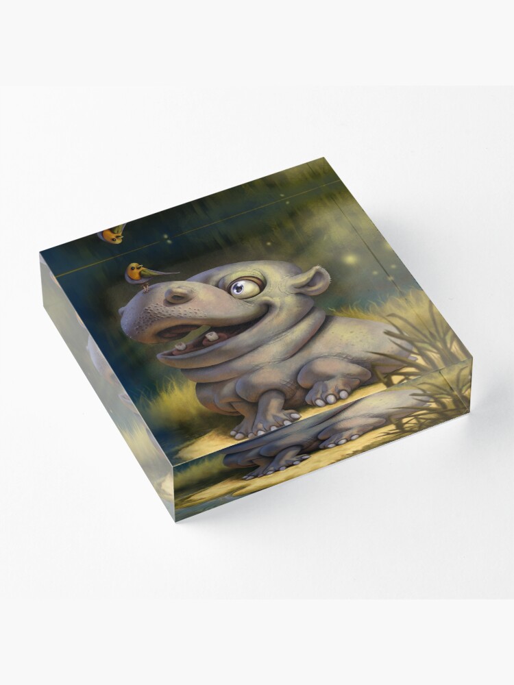 Aperçu 3 sur 5. Bloc acrylique avec l'œuvre hippo jungle créée et vendue par pitgraf.