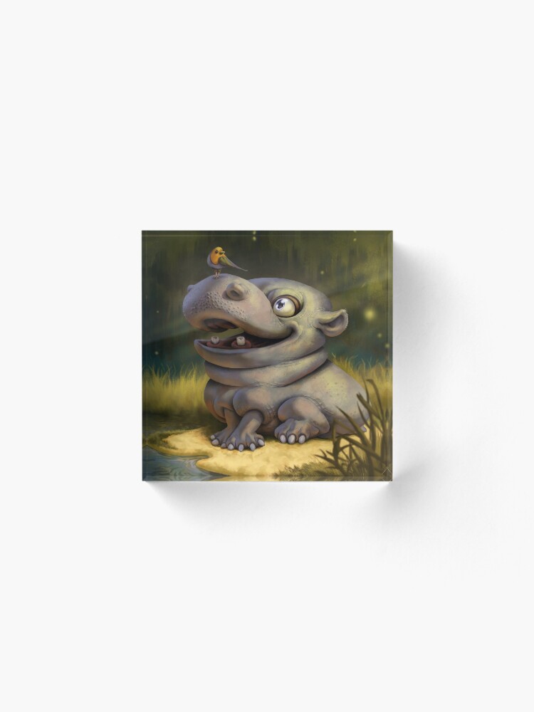 Aperçu 2 sur 5. Bloc acrylique avec l'œuvre hippo jungle créée et vendue par pitgraf.