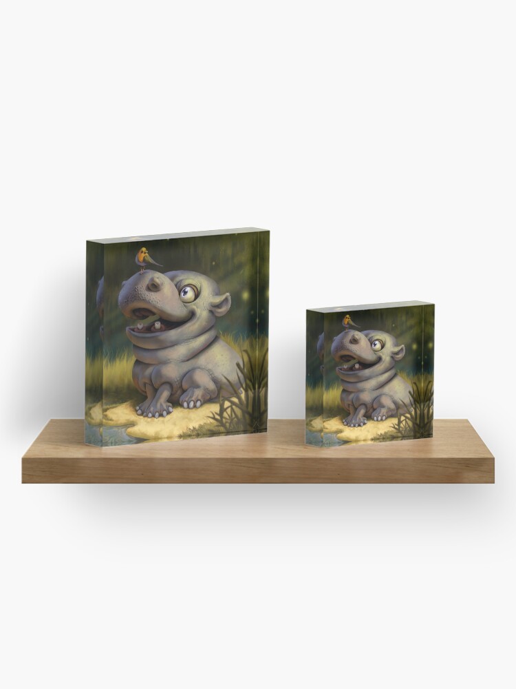 Aperçu 4 sur 5. Bloc acrylique avec l'œuvre hippo jungle créée et vendue par pitgraf.