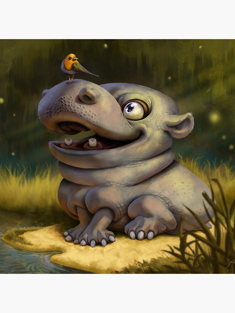 Aperçu 5 sur 5. Bloc acrylique avec l'œuvre hippo jungle créée et vendue par pitgraf.