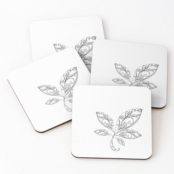 Item preview, Black and white leaf design line art designed and sold by Inktown.