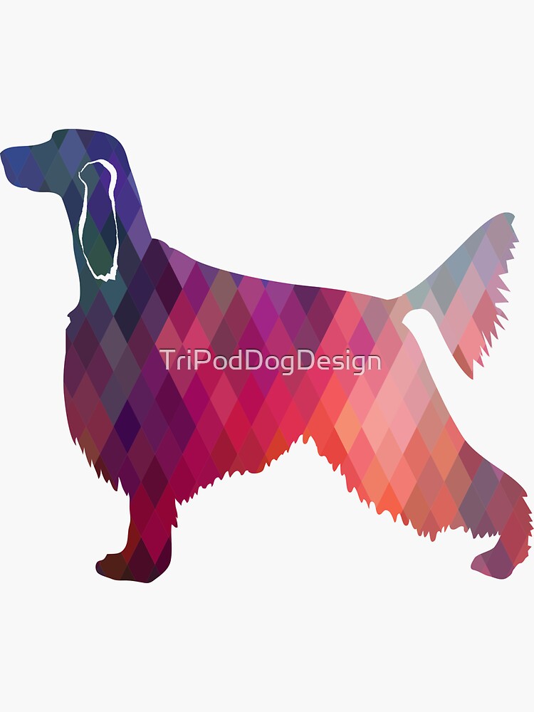 Irish Setter Dog Breed Geometric Pattern Silhouette - Pink by TriPodDogDesign