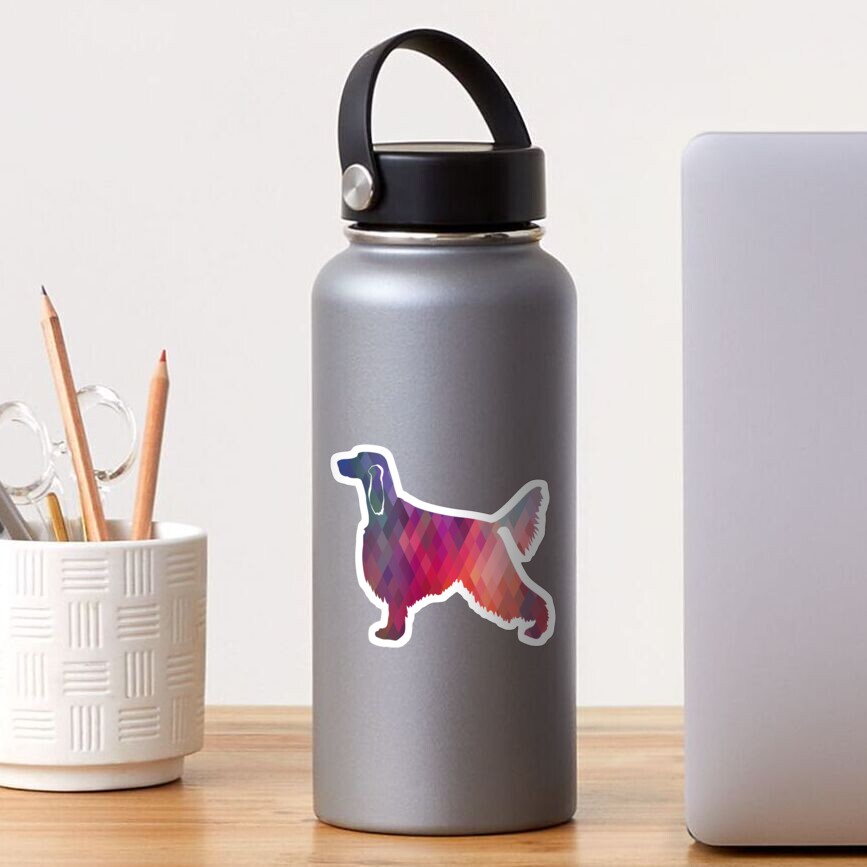 Irish Setter Dog Breed Geometric Pattern Silhouette - Pink Sticker