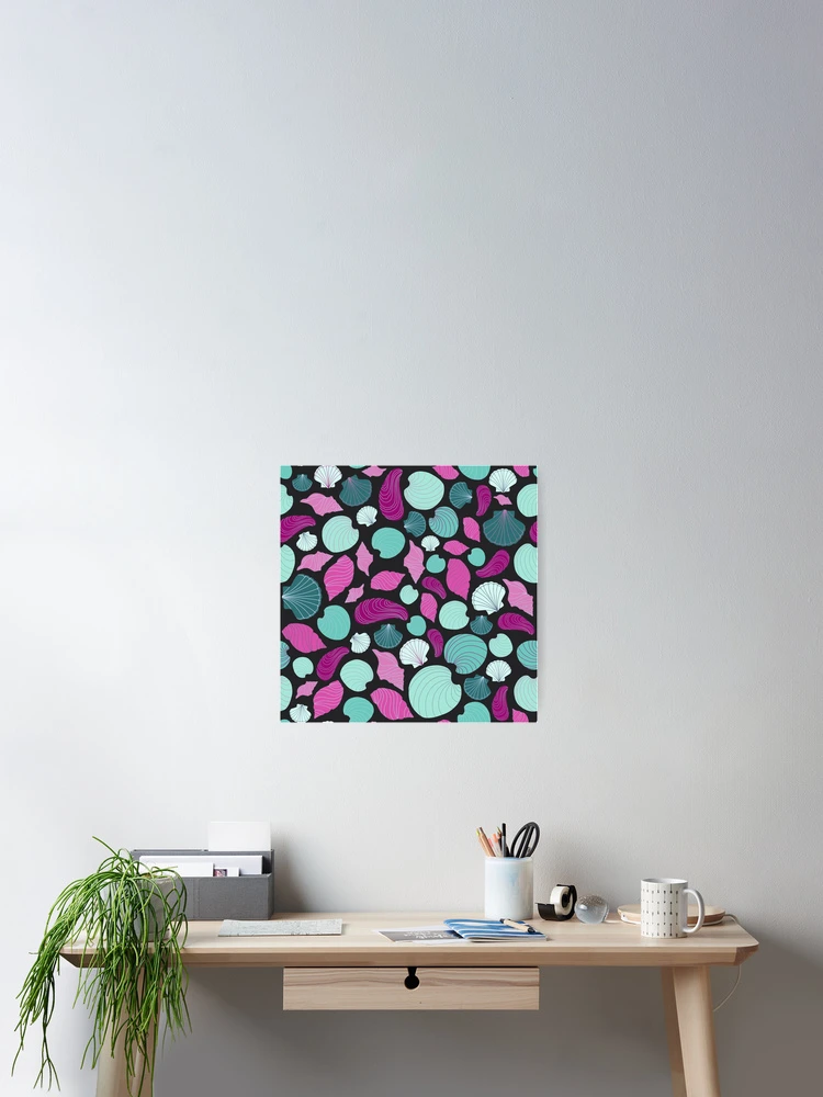 Thumbnail 2 of 3, Poster, Pink Shells Pattern designed and sold by Krystal Thomas.