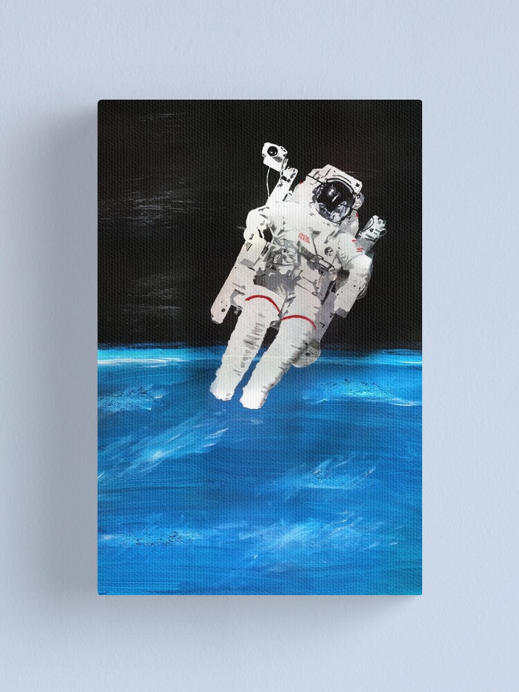 Alternate view of Astronaut Spacewalk with Blue Earth (Acrylic Painting) Canvas Print
