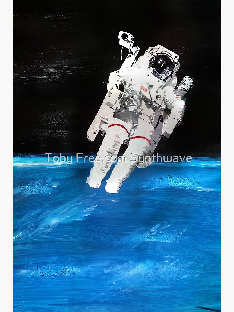 Astronaut Spacewalk with Blue Earth (Acrylic Painting) by TobyFreeCom