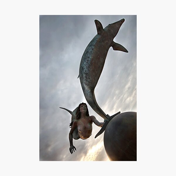 Dance of the mermaid and the dolphin Photographic Print