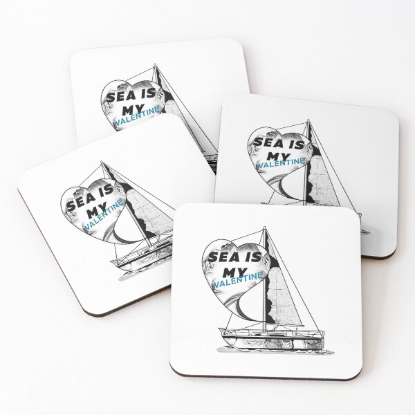 Item preview, Sea Is My Valentine quote with ship and map designed and sold by InnaMGraphic.