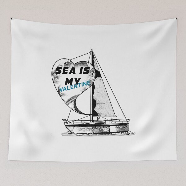 Item preview, Sea Is My Valentine quote with ship and map designed and sold by InnaMGraphic.