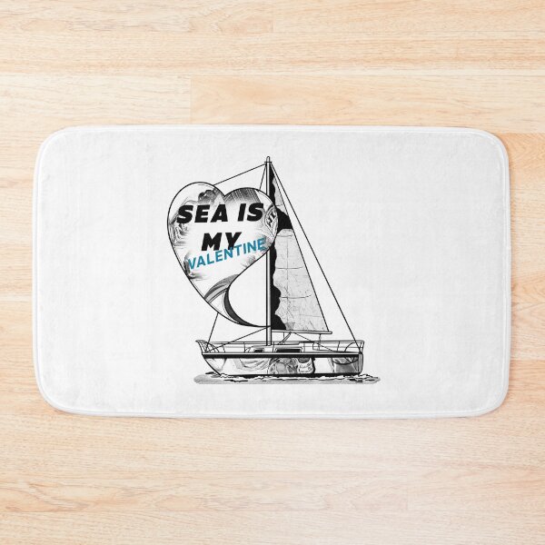 Item preview, Sea Is My Valentine quote with ship and map designed and sold by InnaMGraphic.