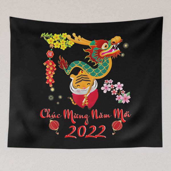 Item preview, Happy New Year 2022 Lunar New Year Vietnamese Tiger Dragon  designed and sold by TordEngstrom.