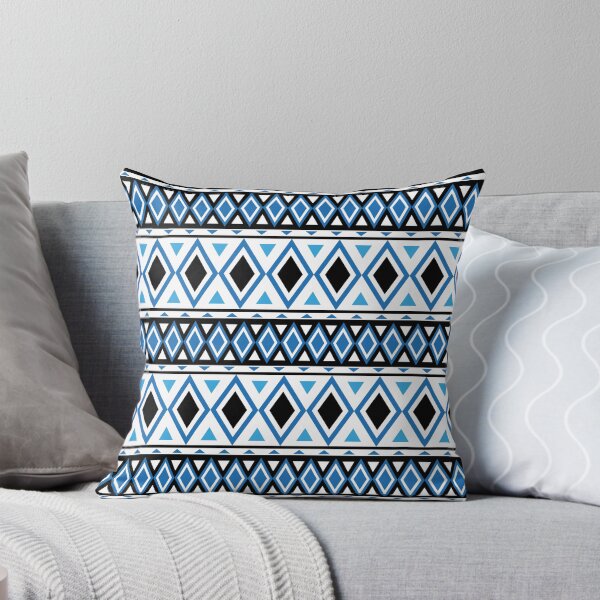 Item preview, abstract geometric Ethnic Pattern fabric blue black white designed and sold by Twenty9.