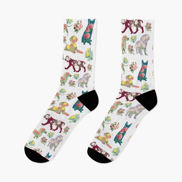 Item preview, Vintage Watercolor Flowers & Dogs Pattern  designed and sold by idovedesign.