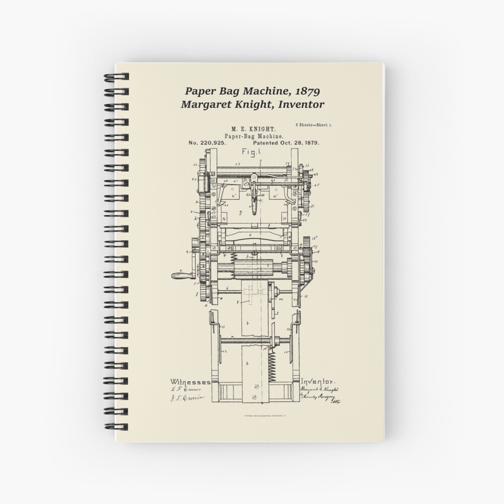 "Margaret Knight, Inventor of the Paper Bag Machine" Spiral Notebook by