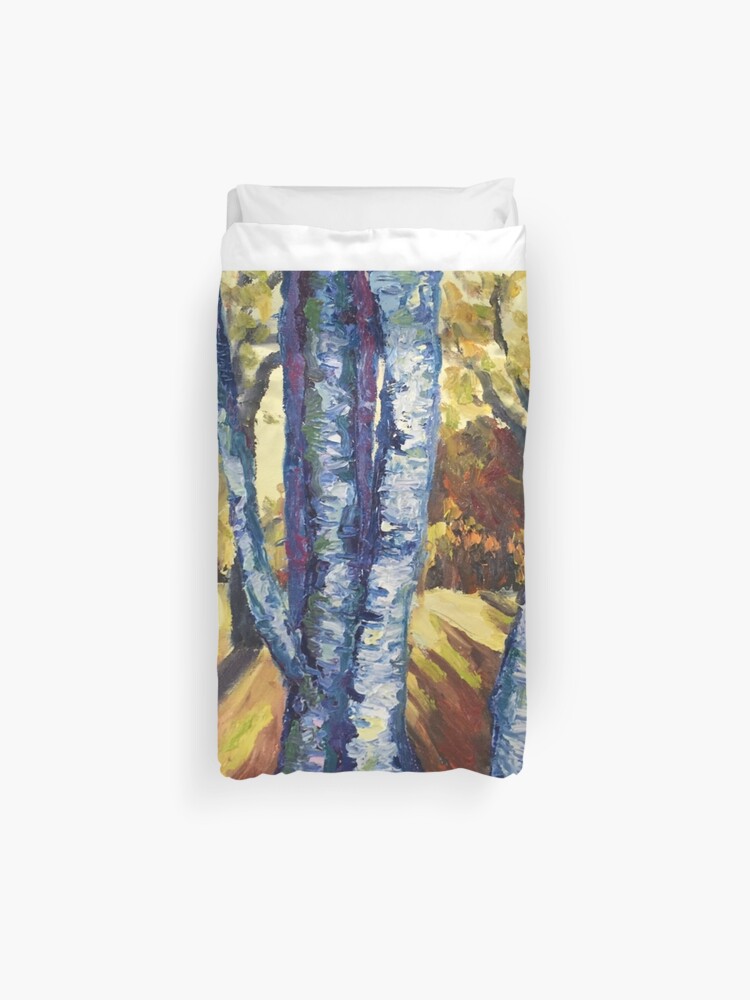 Original Artwork By Tiffany Aron Birch Trees Duvet Cover By