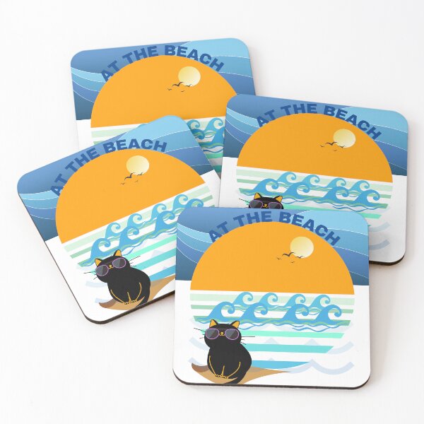 Item preview,  Black Cat at The Beach Retro Vintage. designed and sold by yassooarts.