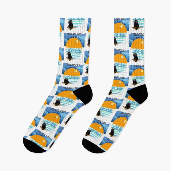 Item preview,  Black Cat at The Beach Retro Vintage. designed and sold by yassooarts.