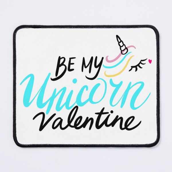 Item preview, Hey Unicorn Will You Be My Valentine Black Art Print Cyan Unicorn designed and sold by lineartdesigns.