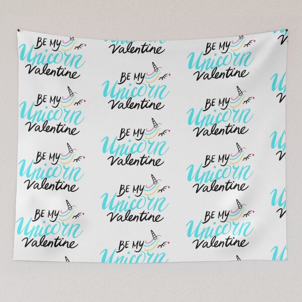 Item preview, Hey Unicorn Will You Be My Valentine Black Art Print Cyan Unicorn designed and sold by lineartdesigns.