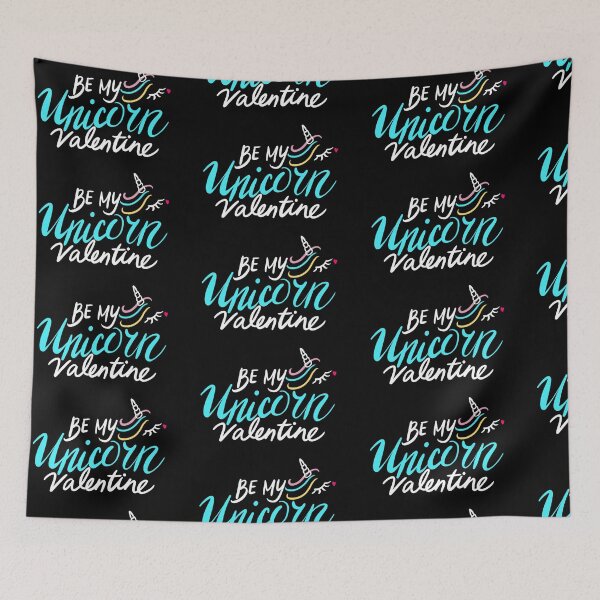 Item preview, Hey Unicorn Will You Be My Valentine White Art Print Cyan Unicorn designed and sold by lineartdesigns.