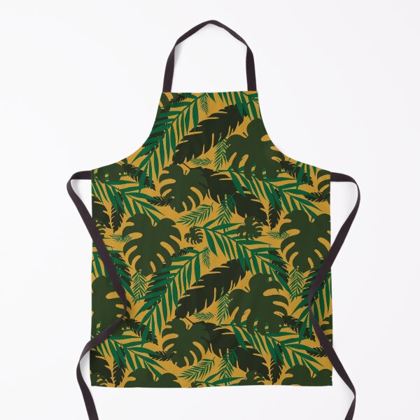 Item preview, Jungle leaves pattern with dark yellow background designed and sold by CiniArt.