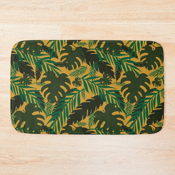 Item preview, Jungle leaves pattern with dark yellow background designed and sold by CiniArt.