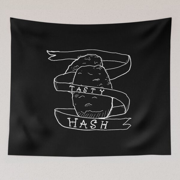 Item preview, Tasty hashbrowns white linework designed and sold by Dopamine Dumpster.