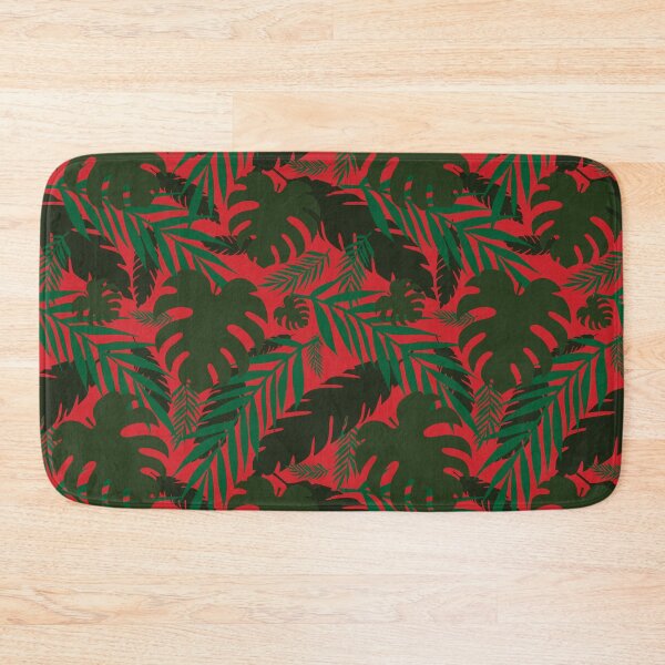 Item preview, Jungle leaves pattern with dark red background designed and sold by CiniArt.