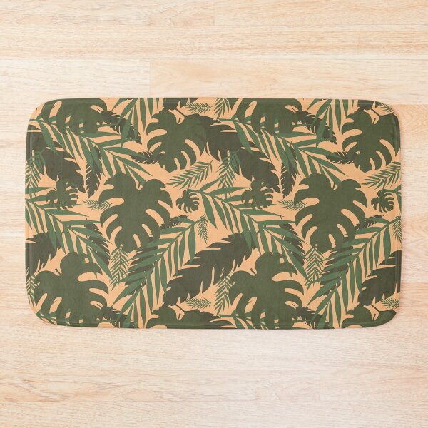 Item preview, Jungle leaves pattern with light orange background and faded retro feeling designed and sold by CiniArt.