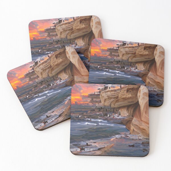Item preview, Sunset cliffs Fantasy Art style Art designed and sold by NeuralProd.