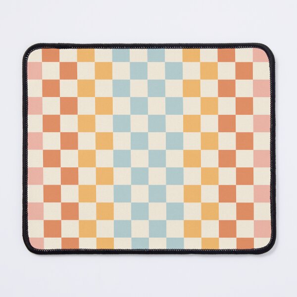 Item preview, Retro Check Stripes Pattern in Light Muted Orange Blush Blue Cream designed and sold by kierkegaard.