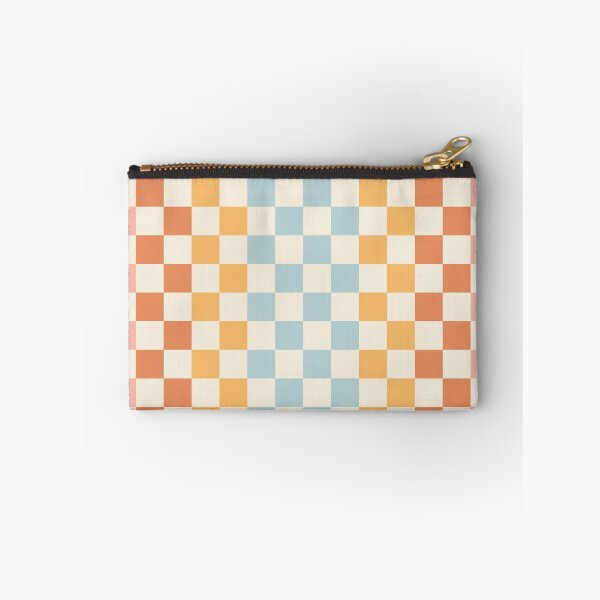 Item preview, Retro Check Stripes Pattern in Light Muted Orange Blush Blue Cream designed and sold by kierkegaard.
