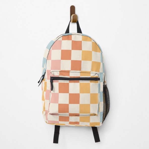 Item preview, Retro Check Stripes Pattern in Light Muted Orange Blush Blue Cream designed and sold by kierkegaard.