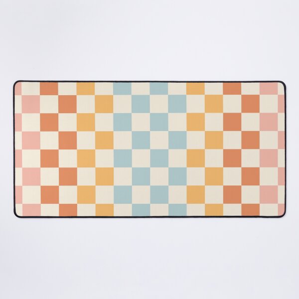 Item preview, Retro Check Stripes Pattern in Light Muted Orange Blush Blue Cream designed and sold by kierkegaard.