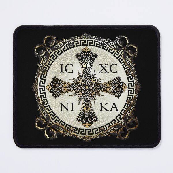 Item preview, Greek Orthodox Cross Black Gold Pearl Large ICXC NIKA designed and sold by Yiorgos Designs.