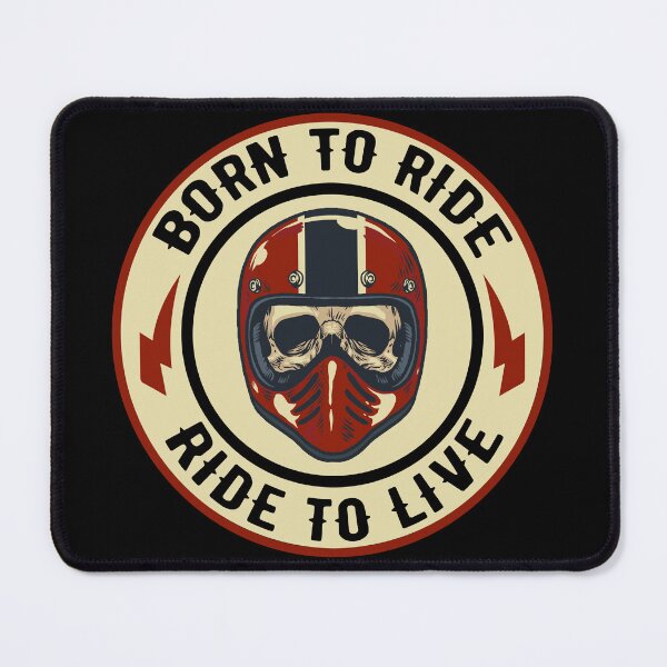 Item preview, Born to Ride Ride to Live Skull and Motorcycle Helmet designed and sold by thesmokeydogs.