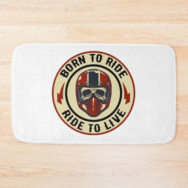 Item preview, Born to Ride Ride to Live Skull and Motorcycle Helmet designed and sold by thesmokeydogs.