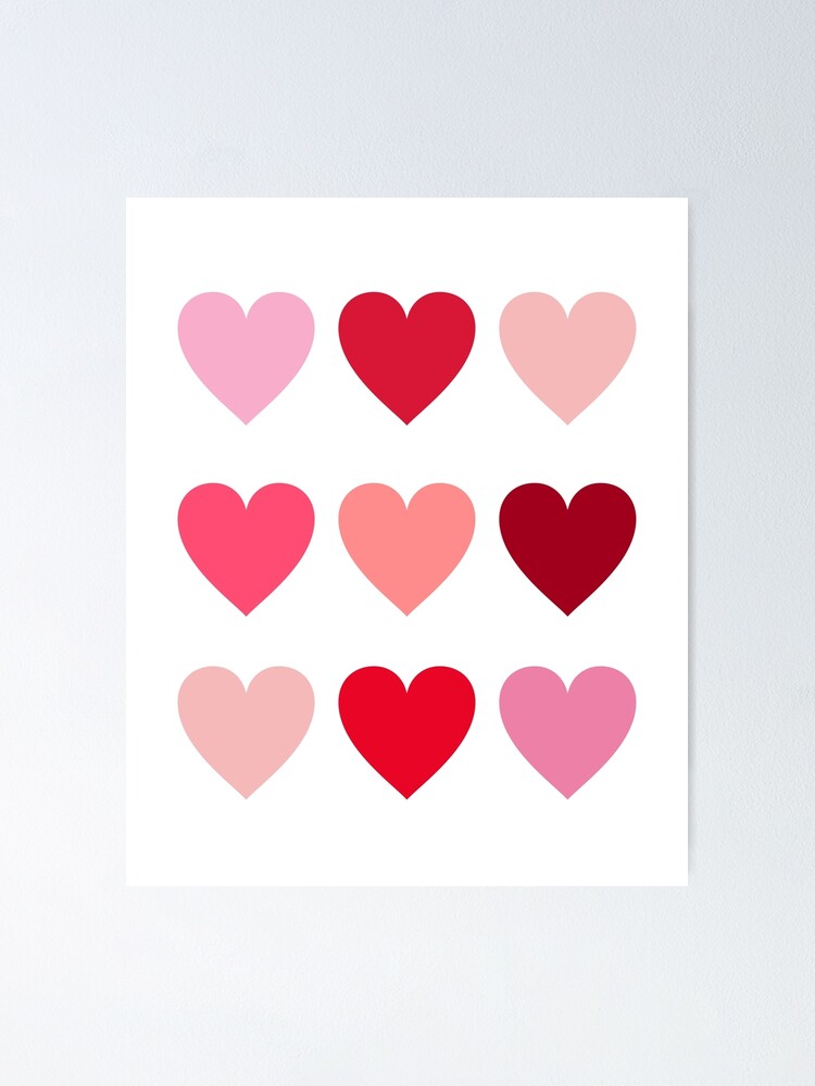 9 pink & red hearts for Valentines day | Poster