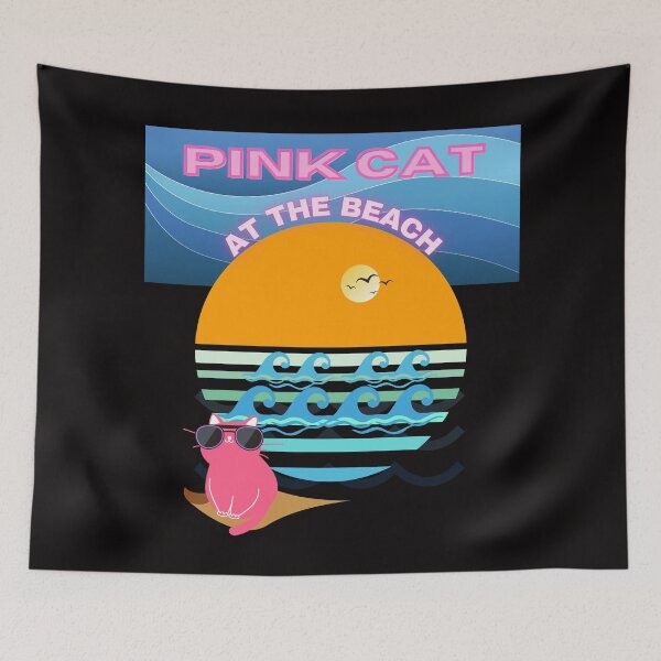 Item preview, Pink Cat at The Beach designed and sold by yassooarts.