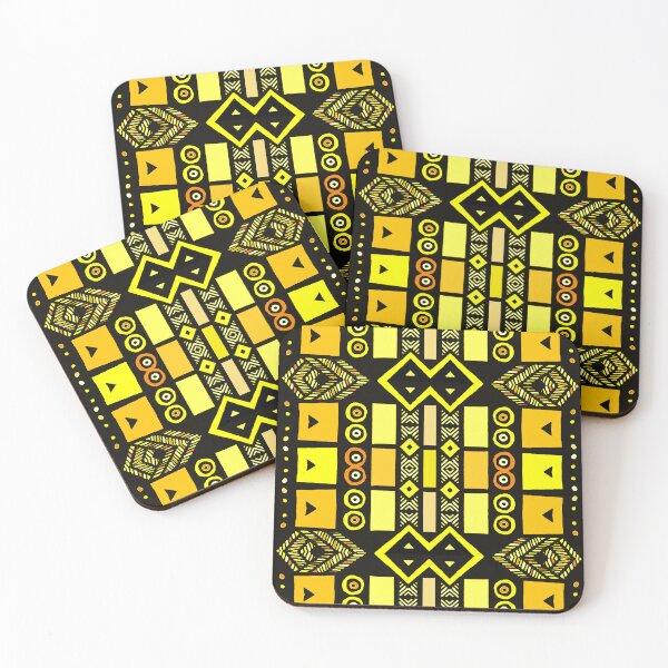 Item preview, Yellow Modern African Boho Mudcloth Style Check Patterns designed and sold by Tony Cisse.