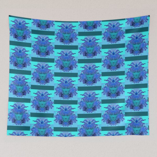 Item preview, BLUE MASK MARDI GRAS  FLORAL MASQUERADE PARADE DESIGN,   designed and sold by ColorSpacePro.