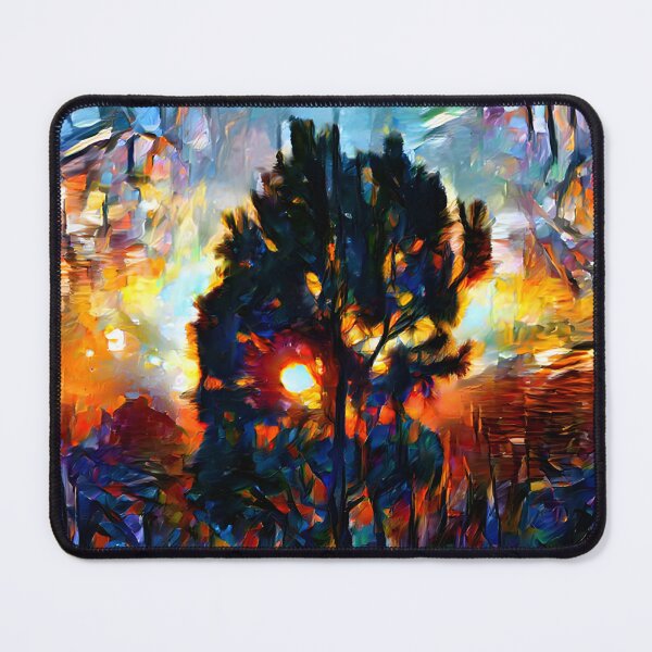 Item preview, AI Generated Style Transfer Art, Sunset Through Evergreen Stained Glass designed and sold by ACC .