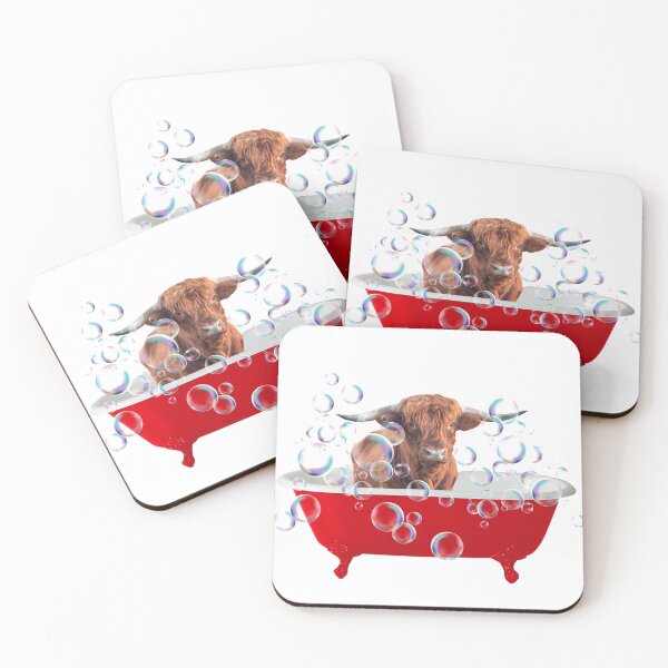 Item preview, Highland Cow - Blue Bathtub with Soap Bubbles designed and sold by Move-Art.