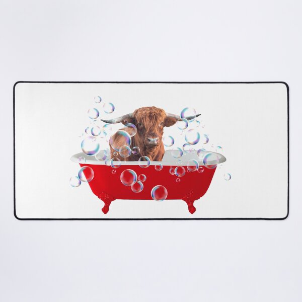Item preview, Highland Cow - Blue Bathtub with Soap Bubbles designed and sold by Move-Art.