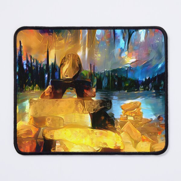 Item preview, AI Generated Style Transfer Art, Gold Inukshuk  designed and sold by ACC .