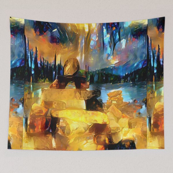Item preview, AI Generated Style Transfer Art, Gold Inukshuk  designed and sold by ACC .