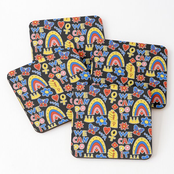 Item preview, Girl power seamless pattern with fashion patch badges. Feminism. Female power and solidarity background. Retro 70s style funny, groovy cartoon backdrop. Vector illustration designed and sold by Lucia-Fox.