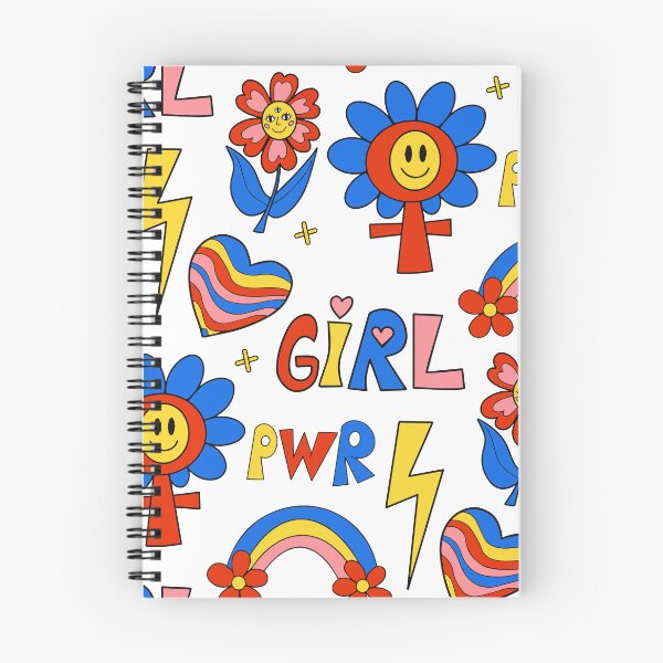Item preview, Girl power seamless pattern with fashion patch badges. Feminism. Female power and solidarity background. Retro 70s style funny, groovy cartoon backdrop. Vector illustration designed and sold by Lucia-Fox.